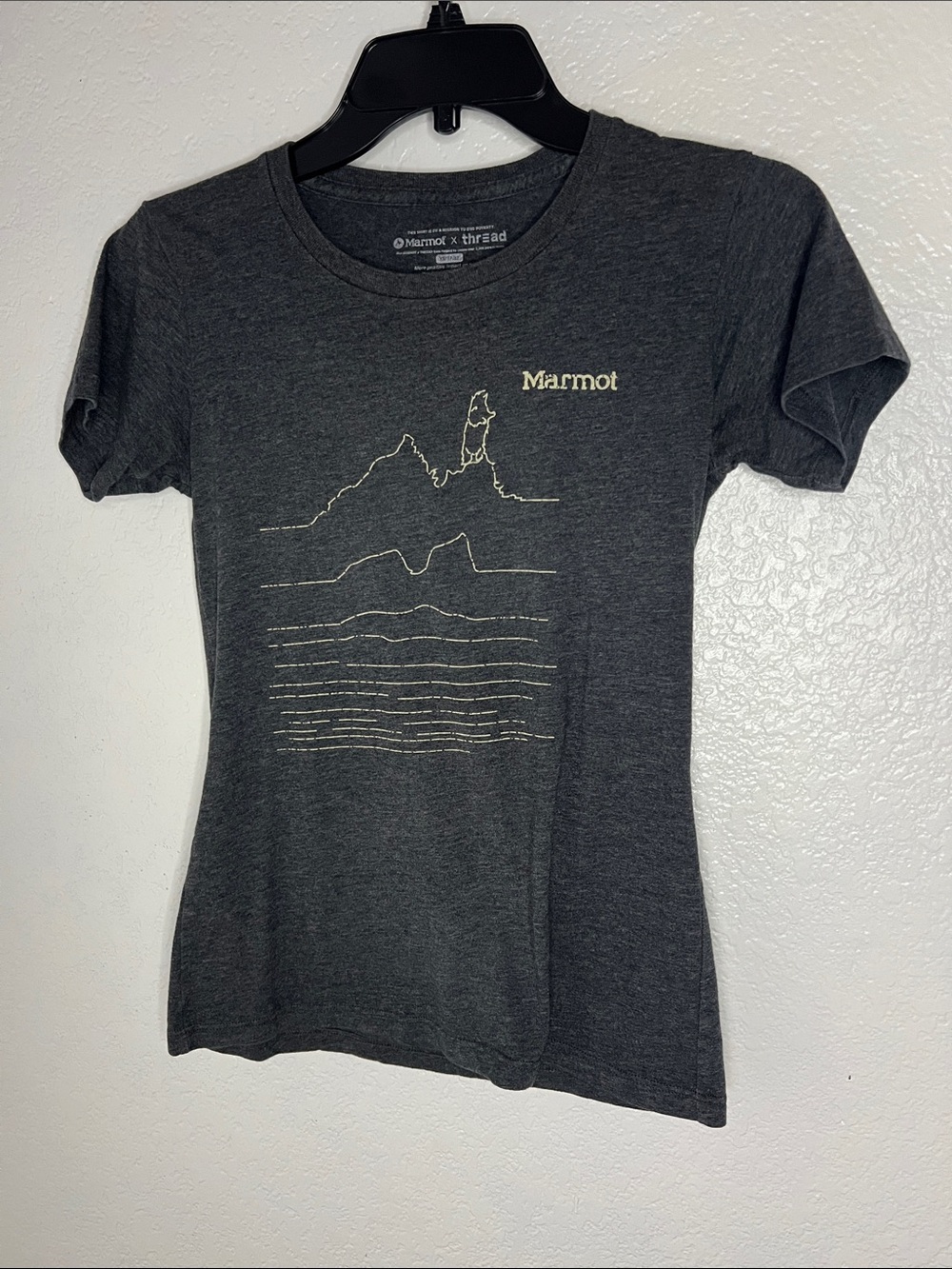 Marmot Caligata Tee Dames T-shirt woman’s short sleeve size Xs Heather gray